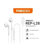سماعات أذن سلكية Recci REP-L28 بمنفذ Lightning - جودة صوت HD وباس عميق ومكالمات واضحة