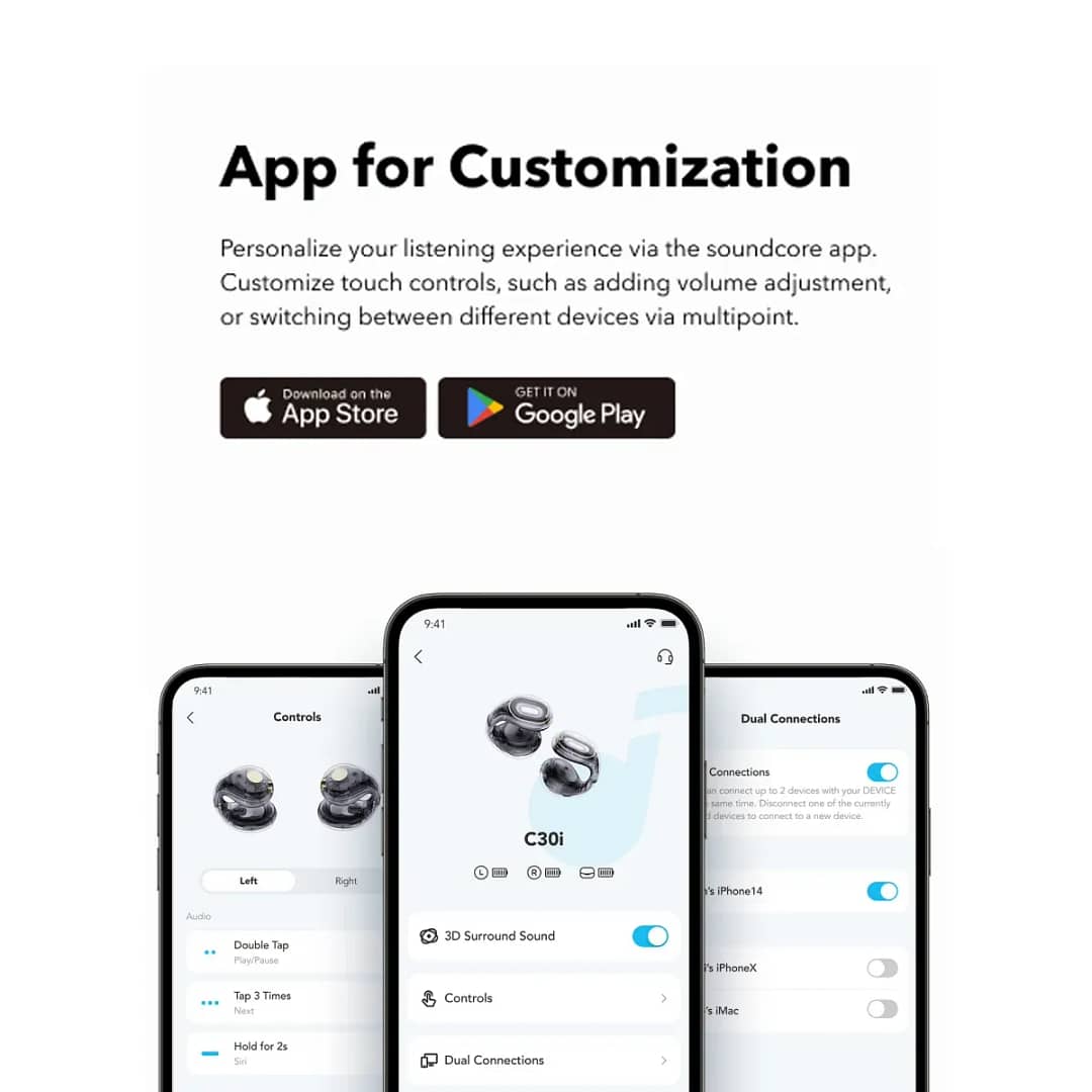 ⁦سماعات Anker Soundcore C30i اللاسلكية المفتوحة (Open-Ear) مع تثبيت آمن - أسود-ضمان 18 شهر من الوكيل الرسمي المحلي⁩ - الصورة ⁦7⁩