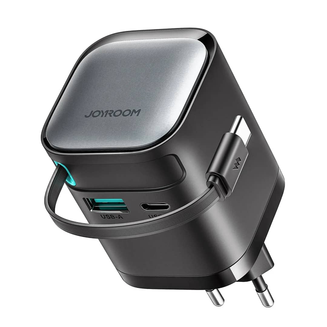 شاحن GaN بقوة 65 واط من JOYROOM JR-TCL02 مع كابل قابل للسحب