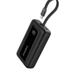 شاحن باور بانك Anker Zolo المحمول فائق السرعة 10000 مللي أمبير مع كيبل USB-C مدمج - 30 وات (أسود)