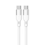 كيبل شحن سريع Recci RS22CC PD 100W Type-C إلى Type-C من السيليكون بطول 1.5 متر-ابيض