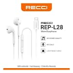 سماعات أذن سلكية Recci REP-L28 بمنفذ Lightning - جودة صوت HD وباس عميق ومكالمات واضحة