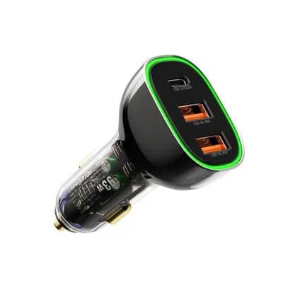 Recci RCC-N18 Transparent 3-Port Car Charger for Travel - Image 10