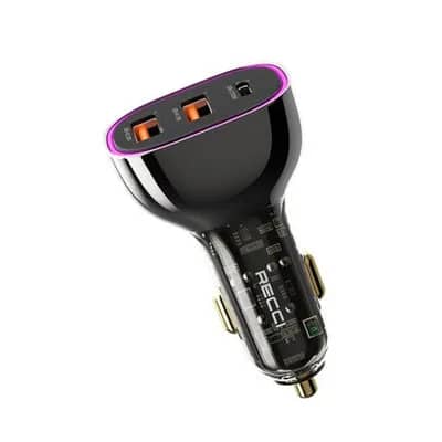 Recci RCC-N18 Transparent 3-Port Car Charger for Travel - Image 9