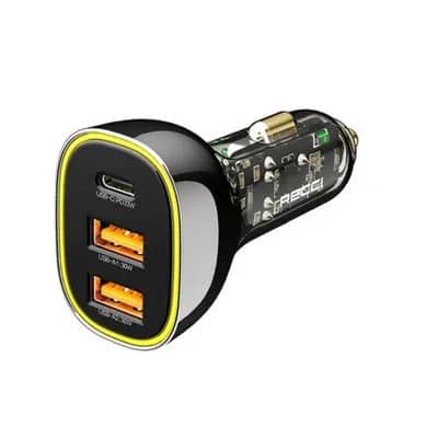 Recci RCC-N18 Transparent 3-Port Car Charger for Travel - Image 8