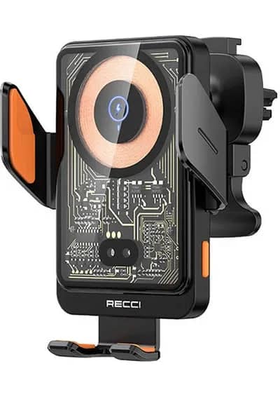 شاحن سيارة لاسلكي Recci وحامل هاتف 15W - RHO-C38