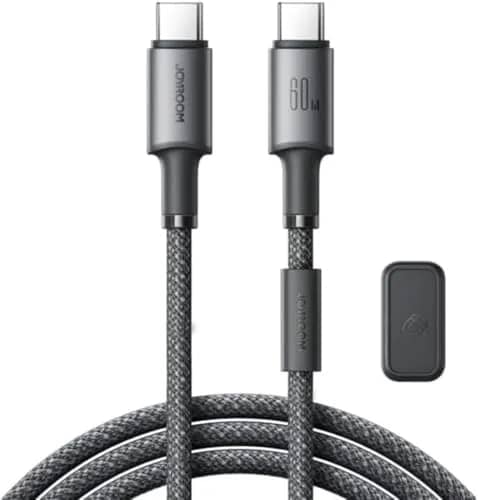 كابل شحن ونقل بيانات سريع Joyroom S-A50 Unlimited Series بقوة 60 واط، Type-C إلى Type-C، طول 1.2 متر، لون رمادي داكن