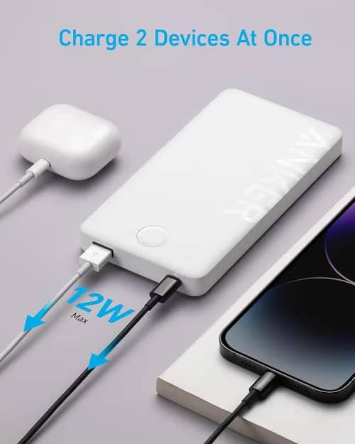 Anker 324 10000mAh 12W Power Bank with USB-C and USB-A Ports, White - A1237H21 - Image 2