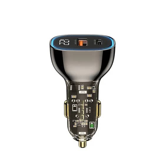 ⁦شاحن سيارة RECCI RCC-N21 الشفاف بقوة 95W مع شاشة رقمية - أسود⁩ - الصورة ⁦2⁩