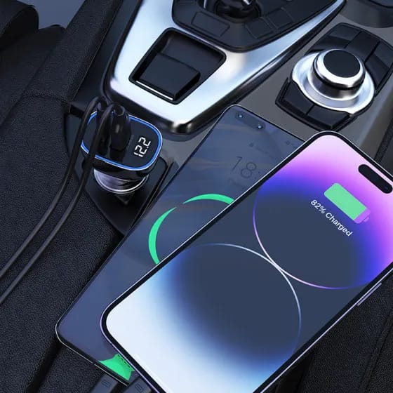 ⁦شاحن سيارة RECCI RCC-N21 الشفاف بقوة 95W مع شاشة رقمية - أسود⁩ - الصورة ⁦4⁩