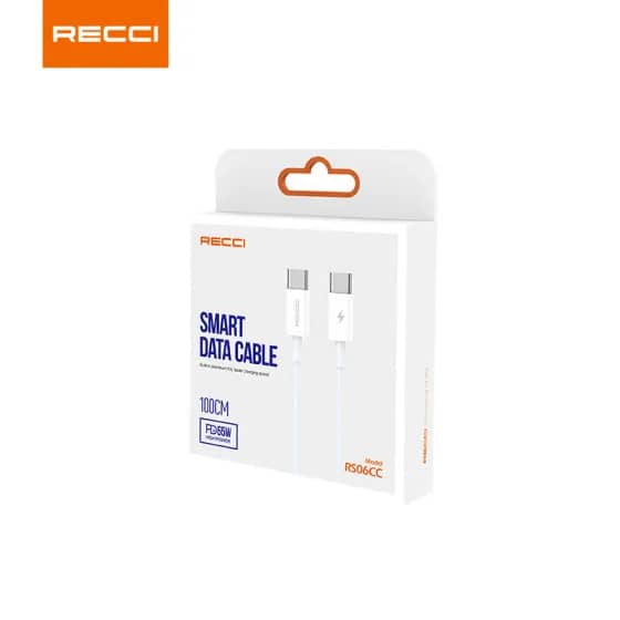 كيبل Recci RS06CL PVC للشحن السريع PD 20W - USB-C إلى Lightning بطول 1 متر - Recci RS06CL PVC 20W PD Fast Charging Cable - USB-C to Lightning 1m - White - Image 2