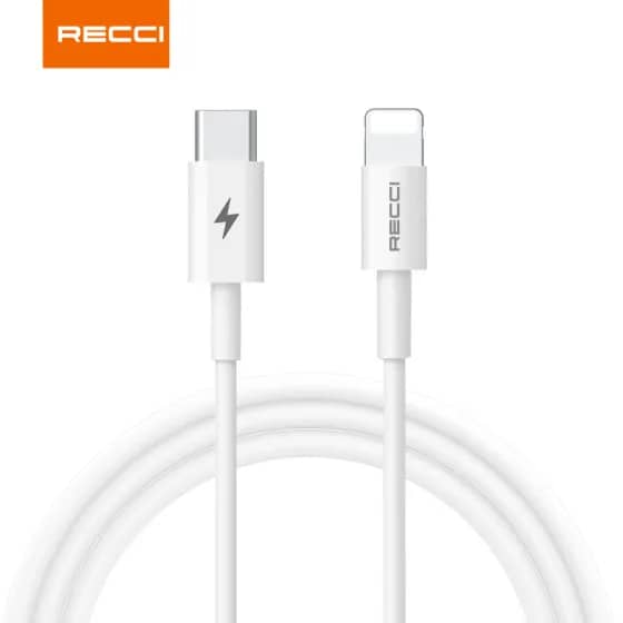 كيبل شحن سريع RECCI RTC-P05CL PD بقوة 20 واط بطول 1.5 متر - أبيض