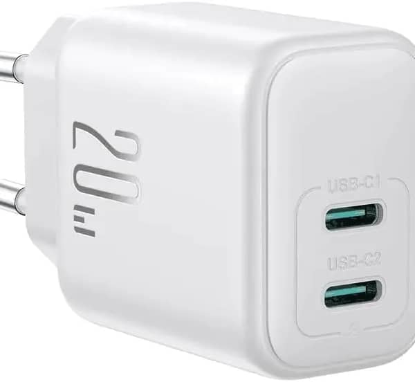 شاحن Joyroom JR-TCF12 بمنفذين USB-C بقوة 20 واط - أبيض
