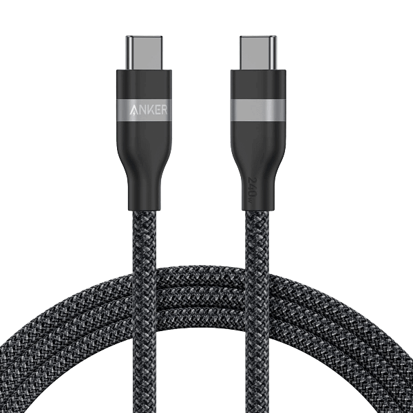 كابل Anker USB-C إلى USB-C بقوة 240 واط، بطول 6 قدم - أسود (A82E2H11)