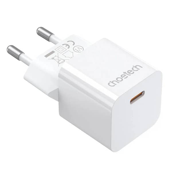 شاحن حائط Choetech Mini PD20W GaN USB-C (أبيض)