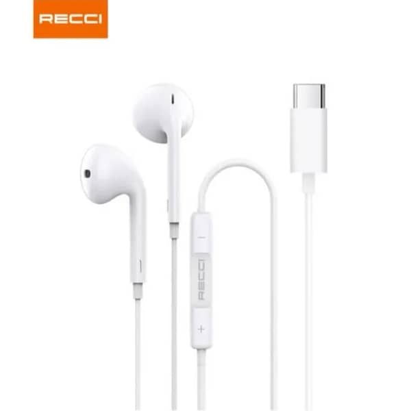 سماعة أذن سلكية RECCI REP-L27 HD SOUND (Type-C) - بيضاء