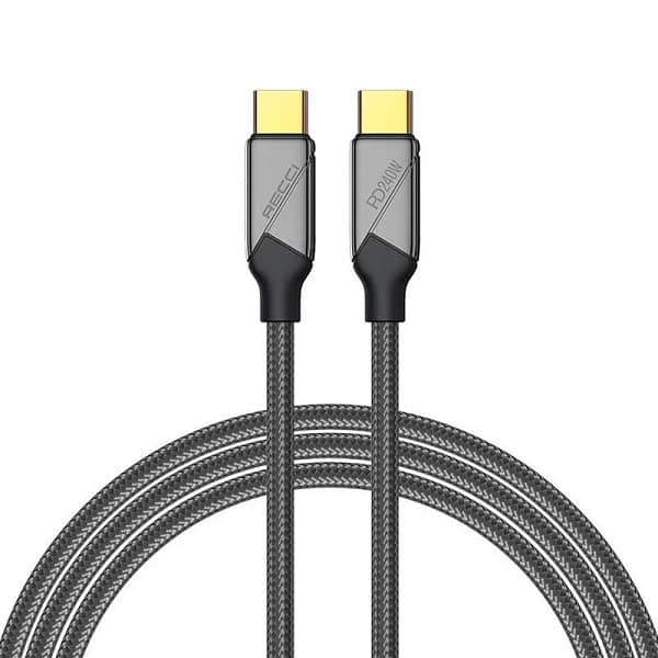 كيبل Ritchie RS18CC Travel Series Type-C إلى Type-C PD 240W للشحن السريع ونقل البيانات بطول 1.5 متر