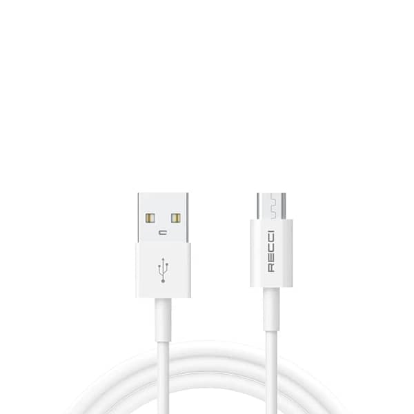 كيبل شحن سريع وناقل بيانات Recci RTC-P05M Micro USB 4.5A بطول 1.5 متر - أبيض