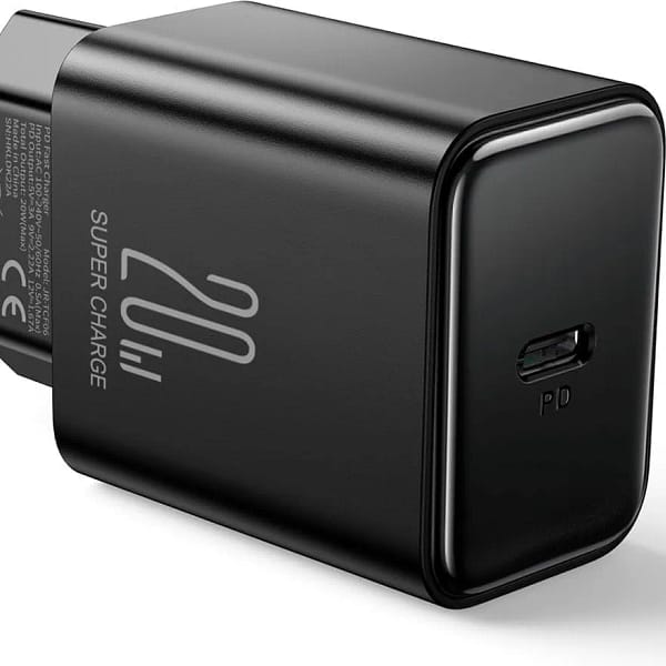 شاحن Joyroom Flash Series JR-TCF06 أحادي المنفذ 20 وات بتقنية توصيل الطاقة (PD) USB أسود