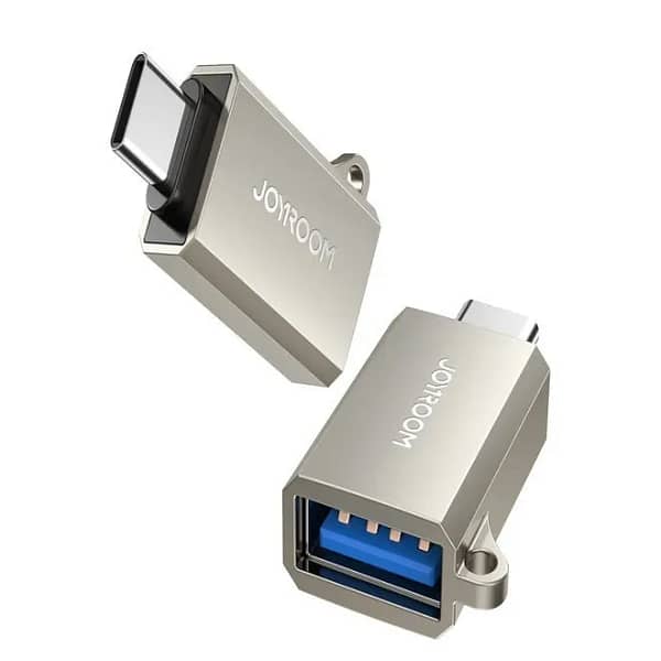 محول Joyroom S-H151 USB-C إلى USB-A (أنثى) مع فتحة حبل، فضي