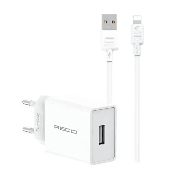 كابل شحن ومزامنة Recci RC58EL Lightning بقوة 2A وطول 1 متر - أبيض