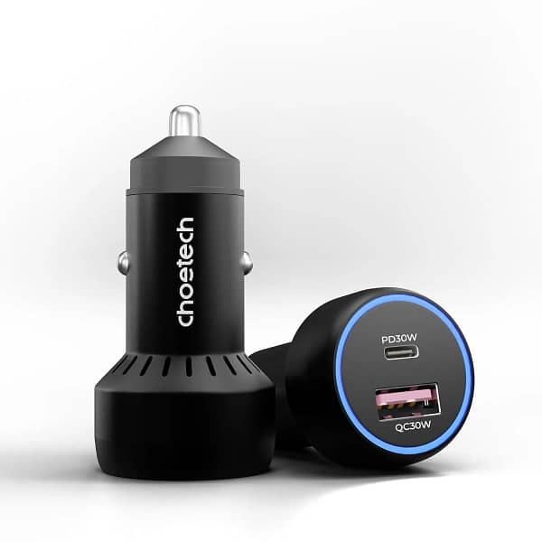 60W Dual USB-C+ USB-A Fast Car Charger