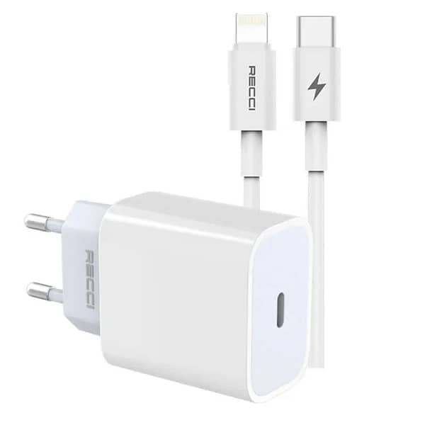 شاحن سفر Recci PD بقوة 20 واط بمنفذ USB-C - طراز RCK-16ECL