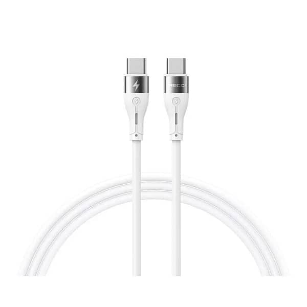 كابل شحن سريع RECCI RS11CC 65W Type-C إلى Type-C من السيليكون (1 متر) - أبيض