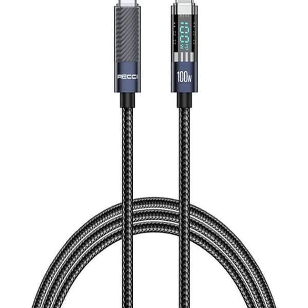 كيبل Recci Crystal Dual Type-C PD 100W بطول 1.2 متر