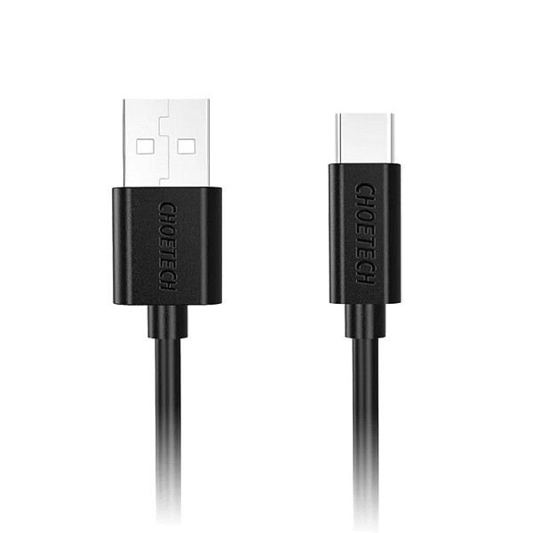 "كابل Choetech USB-A إلى Type-C PVC أسود (عبوة بيع بالتجزئة جديدة) "