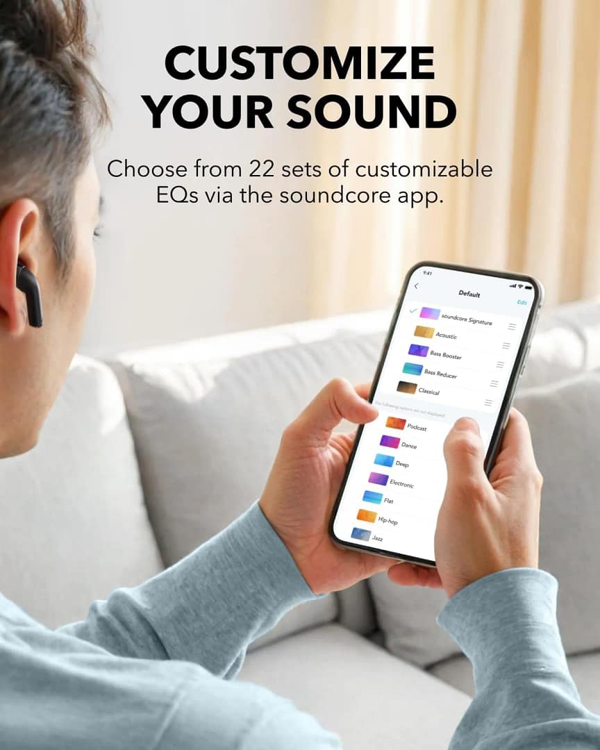⁦سماعات Anker Soundcore K20i اللاسلكية - أسود (A3994H11) ضمان 18 شهر من الوكيل الرسمي المحلي⁩ - الصورة ⁦2⁩